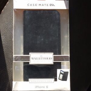 Case Mate iPhone 6 Black Leather Wallet Folio (J)